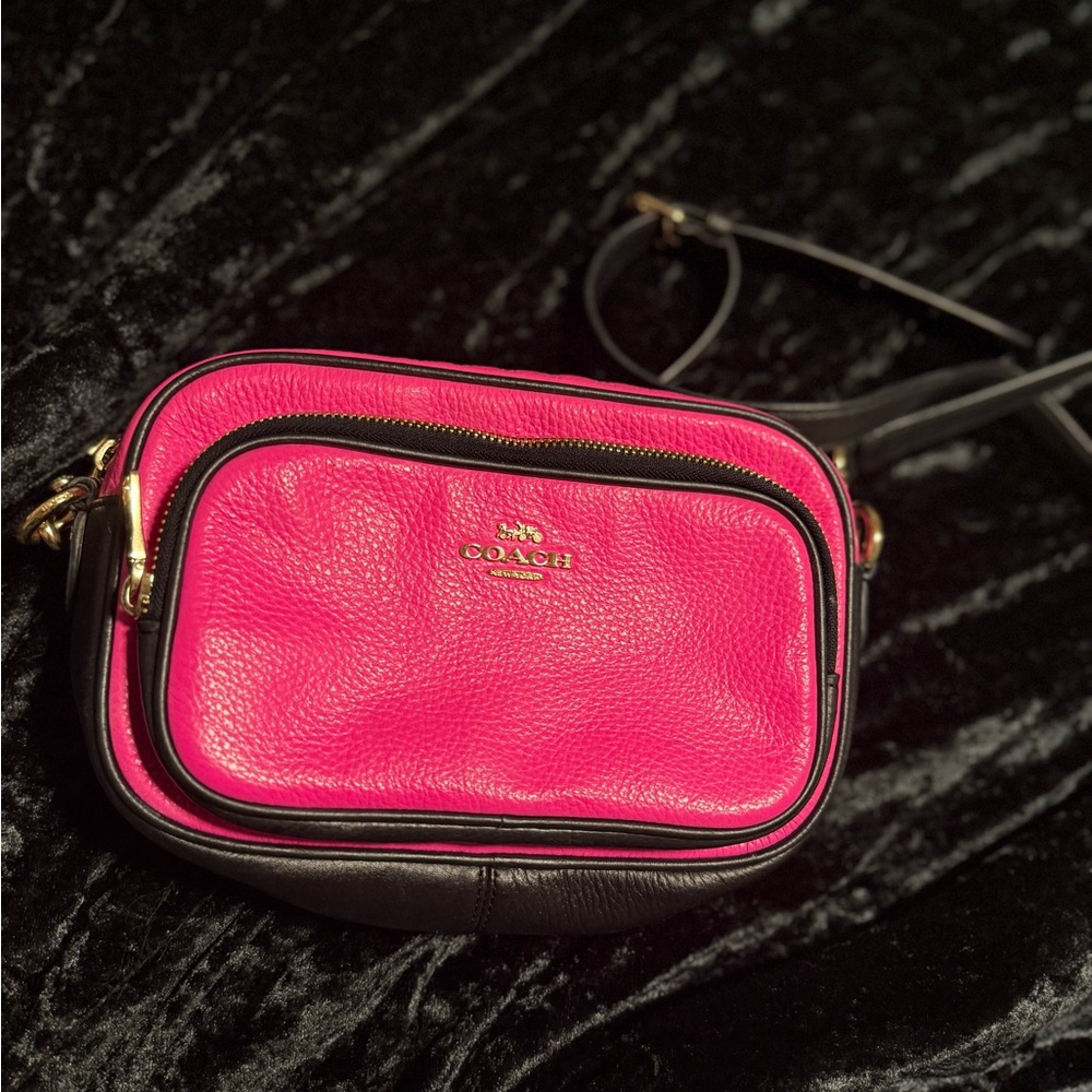 Coach Vibrant Pink and Black Crossbody Bag
